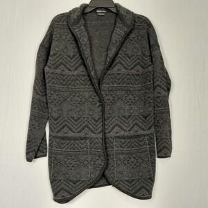 prAna Sevie Cardigan Sz XS Sweater Jacket Charcoal Wool Blend Cozy Western Aztec
